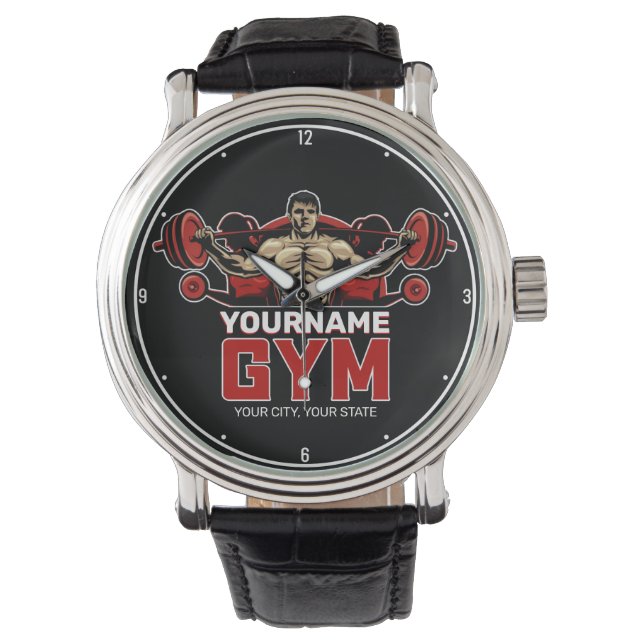 Montre NOM personnalisé Fitness Accueil GYM Poids Lifting (devant)