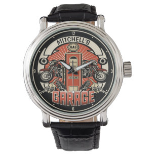 Montre Nom personnalisé Garage moto moto pompe à gaz rétr