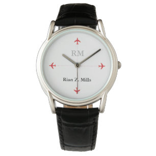 Montre nom personnalisé + initiales avions