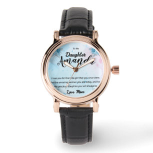 Montre Nom personnalisé Message bleu pour la fille de mam