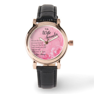 Montre Nom personnalisé Message Rose Rose pour Femme