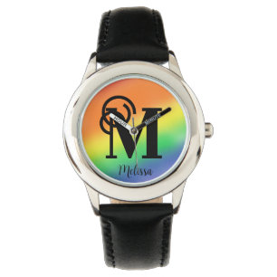 Montre Nom personnalisé Monogram Arc-en-ciel