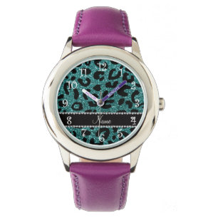 Montre Nom personnalisé parties scintillant turquoise imp