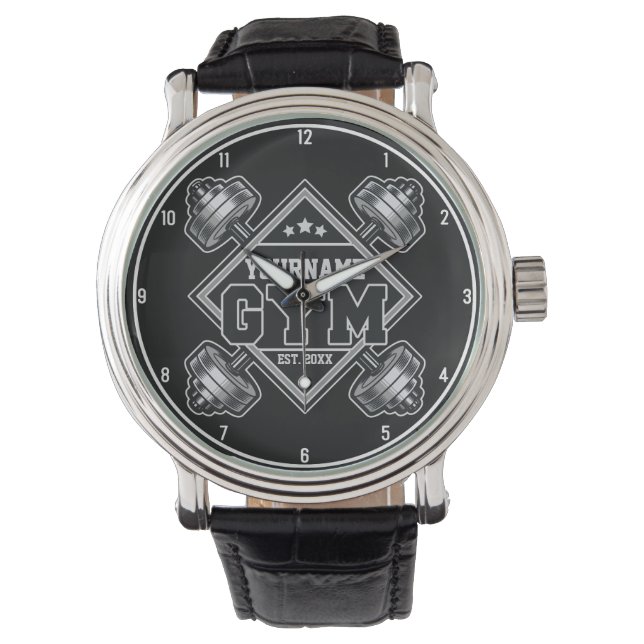 Montre Nom personnalisé Poids Accueil Crossfit Gym (devant)