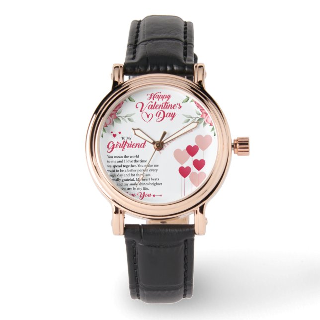 Montre Nom personnalisé Rose Valentine's for Girlfriend (Recto)