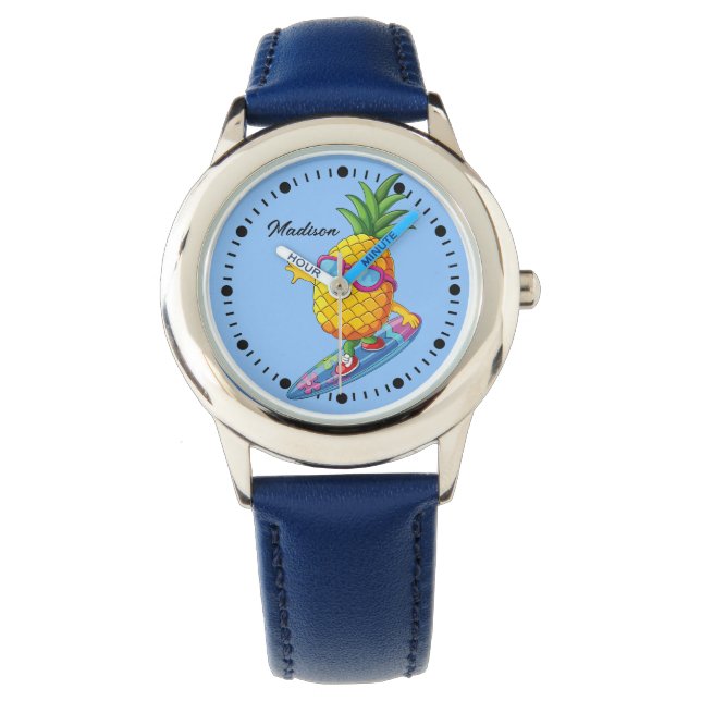 Montre Nom personnalisé Surfing Pineapple (devant)