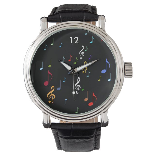 Montre notes de musique en couleurs (devant)