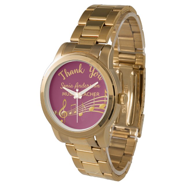 Montre Notes de musique or de retraite professeur de musi (Incliné)