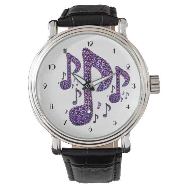 Montre Notes de musique pourpre Sparkle Wrist Watch (devant)