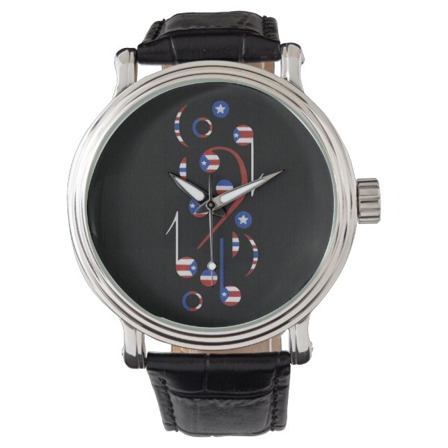Montre Notes musicales de Porto Rico Flag (devant)