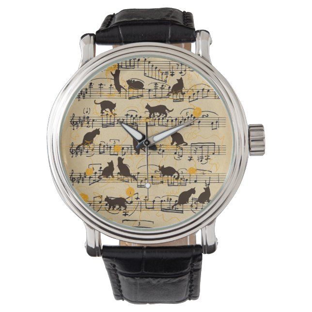 Montre Notes musicales et chatons (devant)