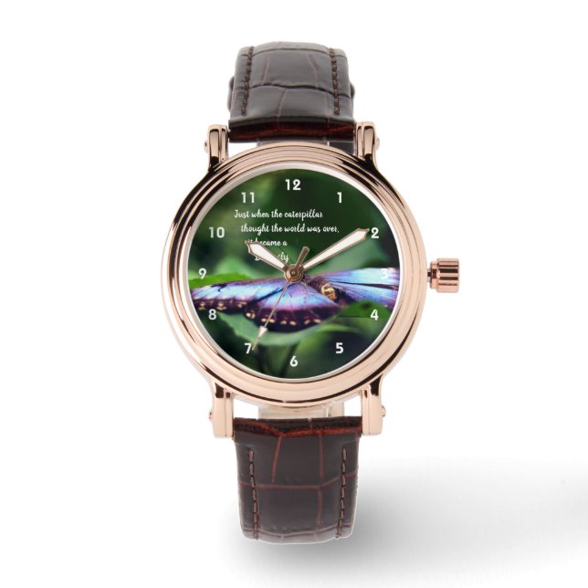 Montre Nouveau début Papillon Inspiration Citation (Recto)