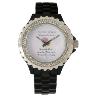 Montre Novembre Mois de naissance Fleur Chrysanthème
