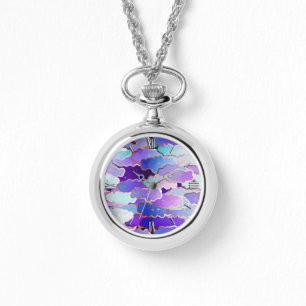 Montre Nuages japonais, crépuscule, violet et violet prof