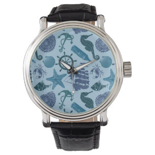 Montre Nuances nautiques de motif bleu