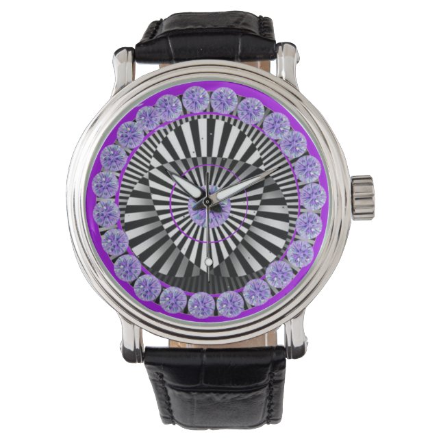 montre numérique en cuir noir vintage pour hommes  (devant)