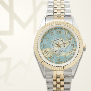 Montre numérique romaine en marbre d'Aqua pour hom