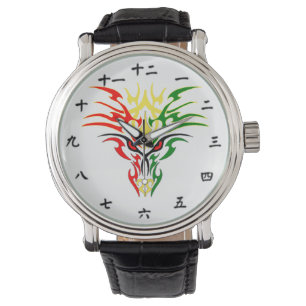 Montre Numéro chinois et design de dragon jamaïcain
