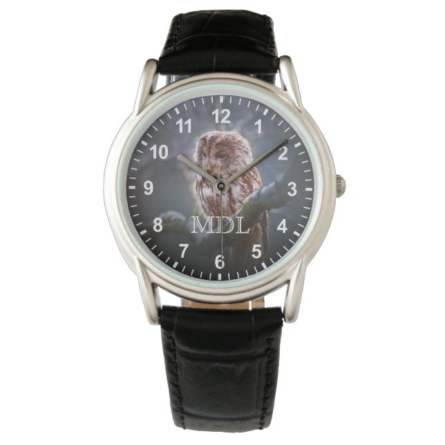 Montre Numéro de photo de la chouette de nuit (devant)