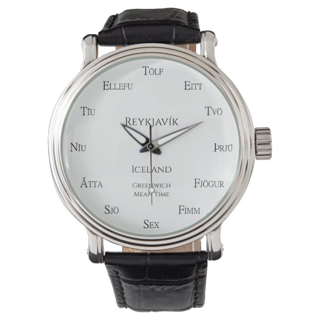 Montre Numéro islandais Zone horaire de la ville personna (devant)