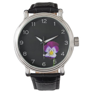 Montre Numéros blancs de fleurs violettes Mens Watch cn