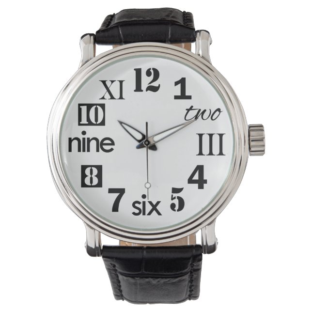 Montre Numéros de divertissement typographique (devant)