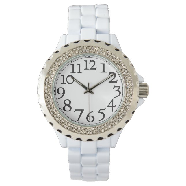 Montre Numéros de grande heure Rhinestone Wrist Watch (devant)