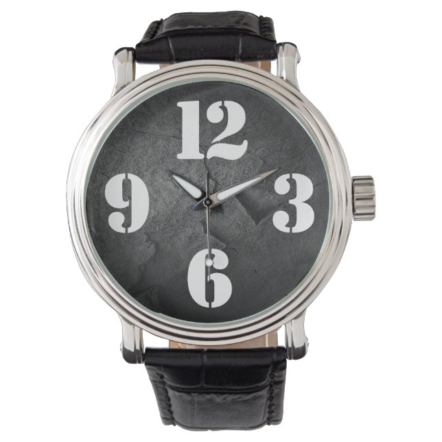 Montre Numéros De Grande Horloge Sur Assiette Noire (devant)