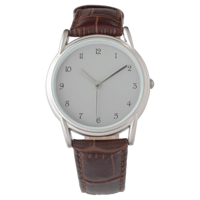 Montre Numéros de script noir sur blanc gris (devant)