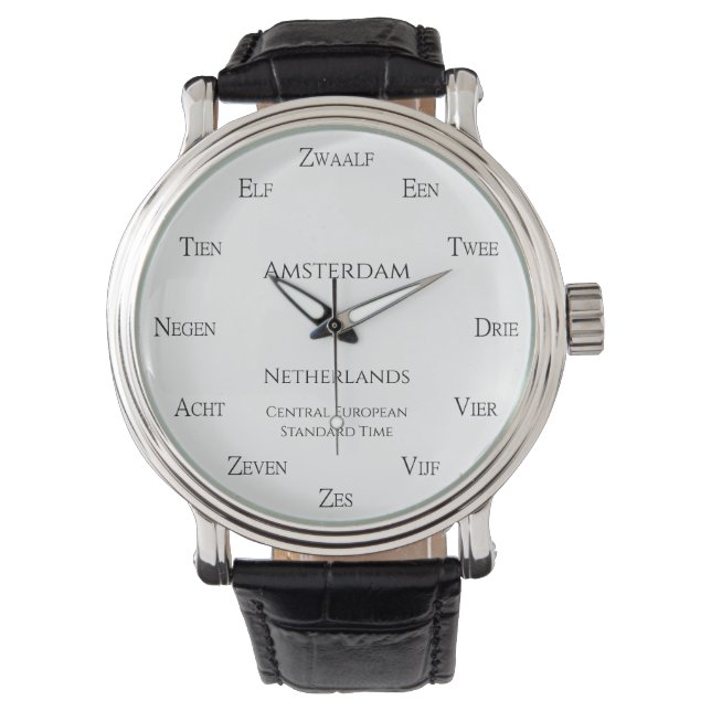 Montre Numéros hollandais Zone horaire de la ville person (devant)