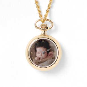 Montre Numéros romains Faux Gold & Photo personnalisée