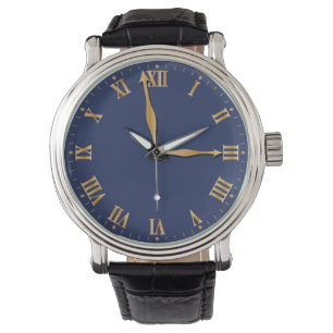 Montre Numéros romains or unique sur Arrière - plan bleu