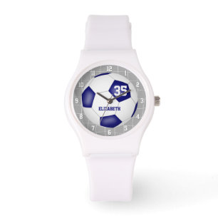 Montre objectif sportif net détail bleu blanc soccer