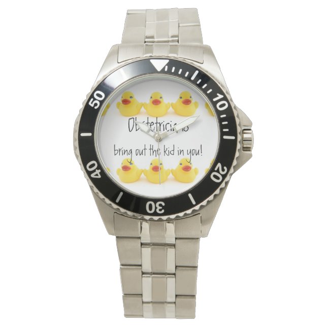 Montre obstétriciens et canards jaunes en caoutchouc (devant)