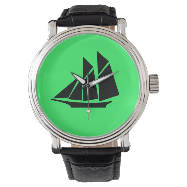Montre Ocean Glow_Clipper noir sur vert (devant)