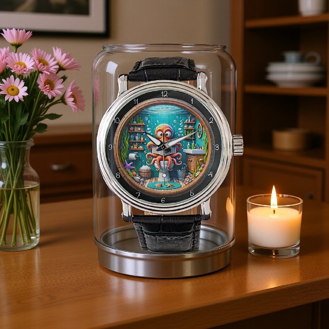 Montre Octopus Whimsical sur les toilettes Horloge amusan (Créateur téléchargé)