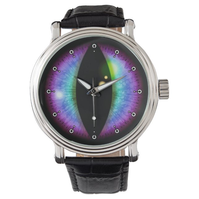 Montre Oeil de dragons bleu et violet (devant)
