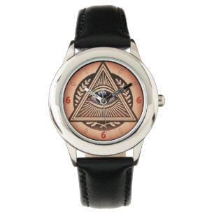 Montre Oeil de style en bois de Horus Illuminati 666