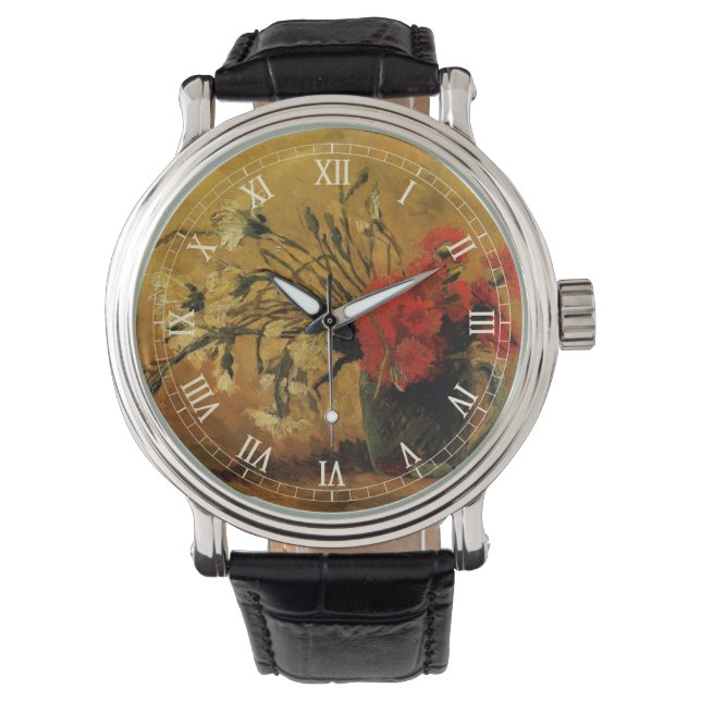 Montre Oeillets rouges et blancs par Vincent van Gogh (devant)
