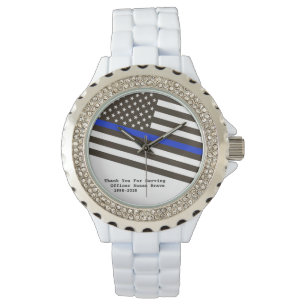 Montre *~* Officier de police de la Ligne Bleue Mince de 