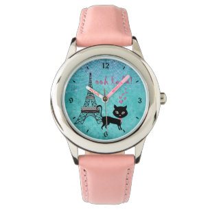 Montre Oh La La Paris Chat avec Tour Eiffel et Lumières