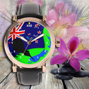 Montre Oiseau "de kiwi royal" et carte de la Nouvelle