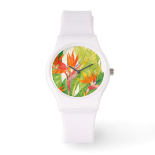 Montre Oiseau des fleurs   du paradis tropical