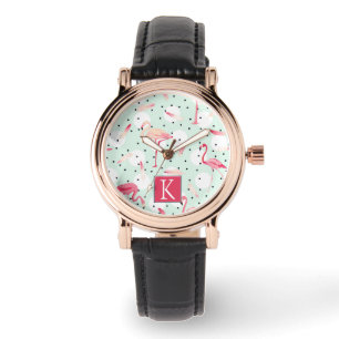 Montre Oiseau Flamant rose Avec Plumes   Ajouter votre in