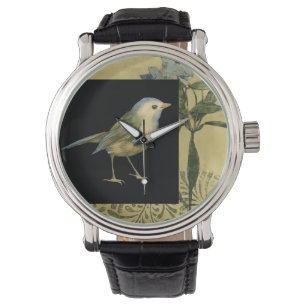 Montre Oiseau sur Noir et Arrière - plan Vintage