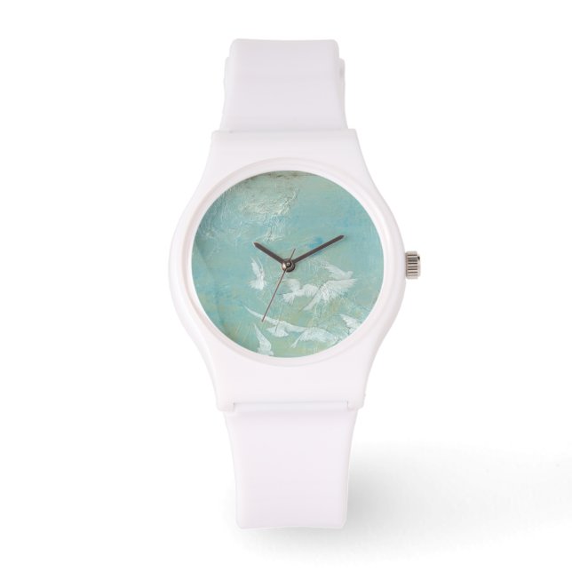 Montre Oiseaux blancs à travers le ciel bleu (Recto)
