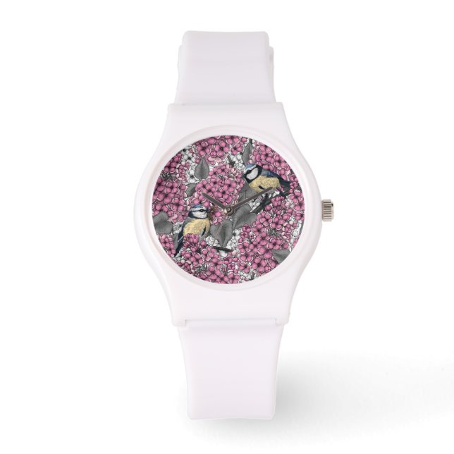 Montre Oiseaux dans le jardin lilas rose (Recto)