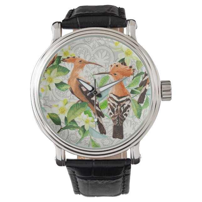 Montre Oiseaux Exotiques Sur La Dentelle (devant)