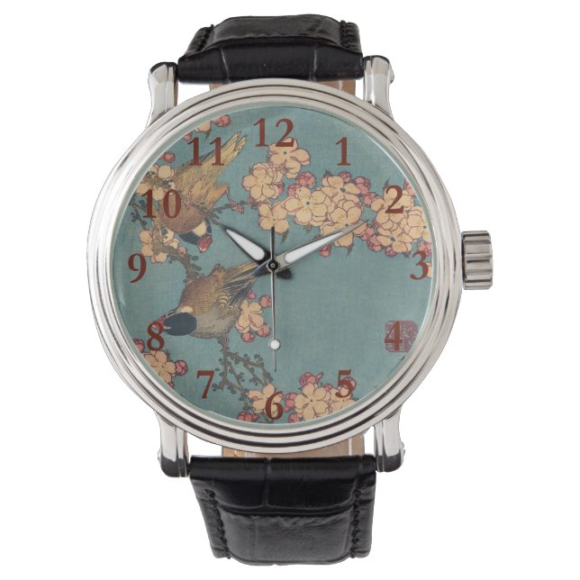 Montre Oiseaux Fleurs Hokusai Art Japonais (devant)