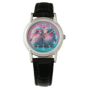 Montre Oiseaux mignons Amour Coeurs Saint Valentin